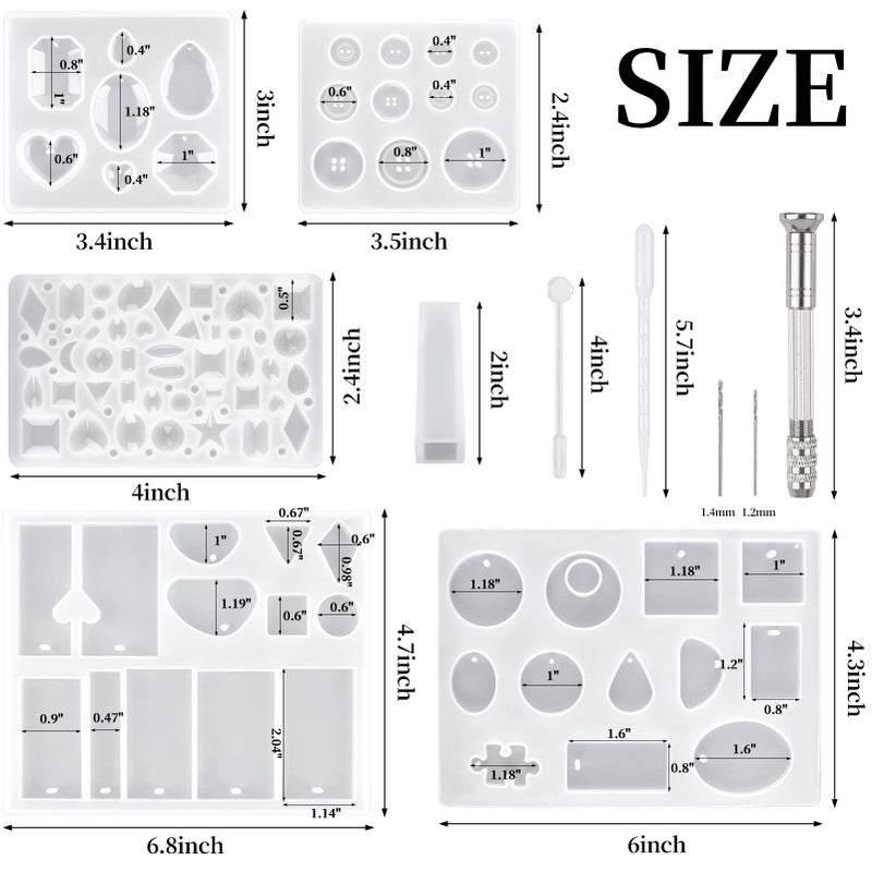 Suhome 73 Pack Resin Earring Mold Jewelry Silicone Resin Molds Making Kits Including Earring, Pendant, Bracelet, Necklace, Button Silicone Casting Molds for Beginners - Image 3